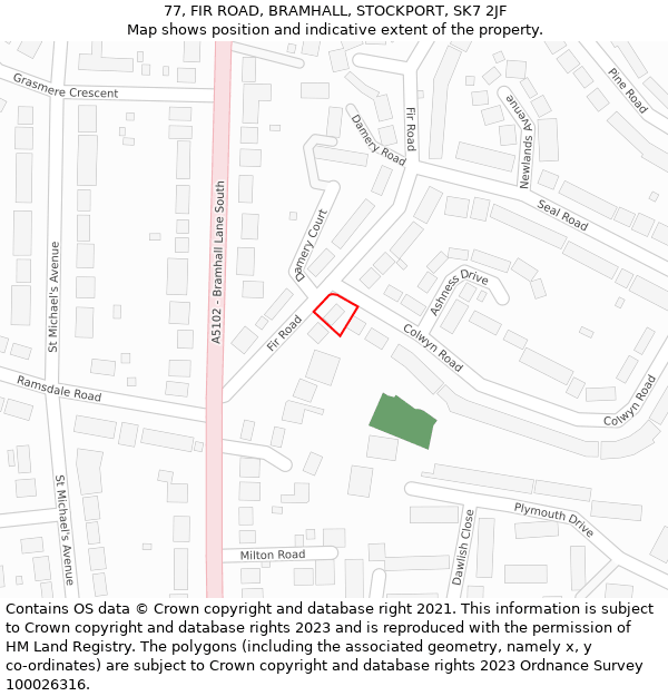 77, FIR ROAD, BRAMHALL, STOCKPORT, SK7 2JF: Location map and indicative extent of plot