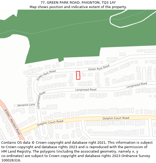 77, GREEN PARK ROAD, PAIGNTON, TQ3 1AY: Location map and indicative extent of plot
