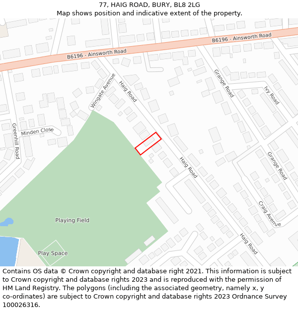 77, HAIG ROAD, BURY, BL8 2LG: Location map and indicative extent of plot