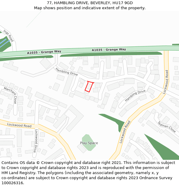 77, HAMBLING DRIVE, BEVERLEY, HU17 9GD: Location map and indicative extent of plot
