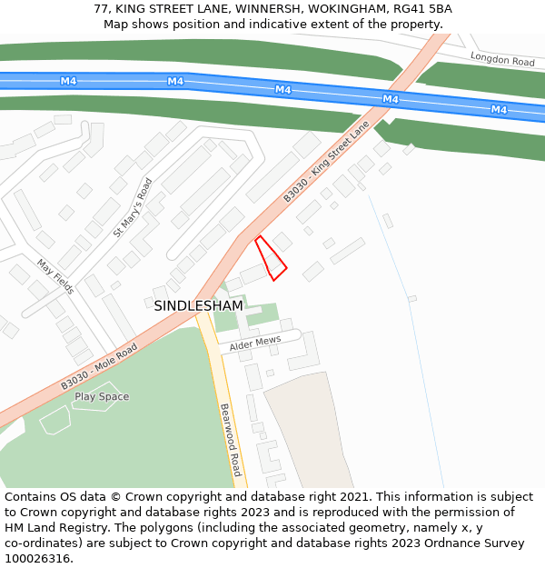 77, KING STREET LANE, WINNERSH, WOKINGHAM, RG41 5BA: Location map and indicative extent of plot