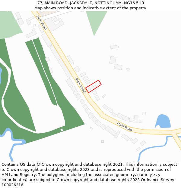 77, MAIN ROAD, JACKSDALE, NOTTINGHAM, NG16 5HR: Location map and indicative extent of plot