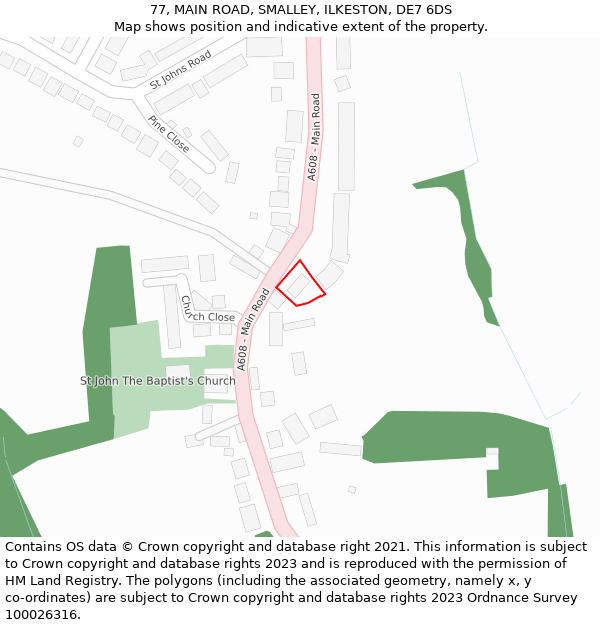 77, MAIN ROAD, SMALLEY, ILKESTON, DE7 6DS: Location map and indicative extent of plot