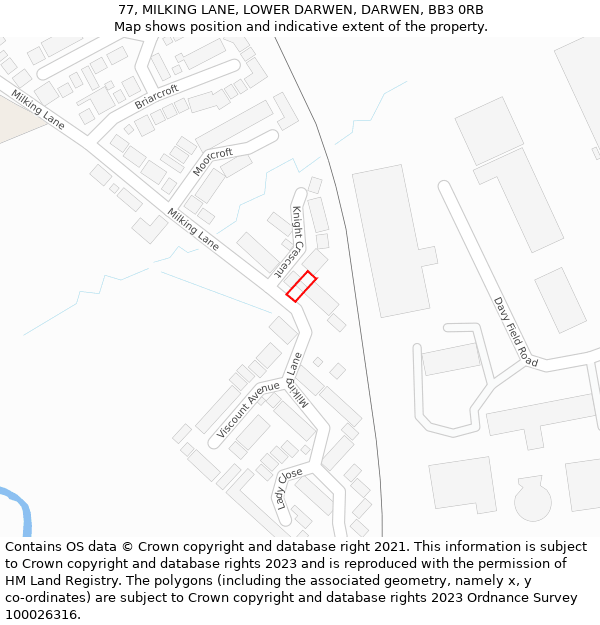 77, MILKING LANE, LOWER DARWEN, DARWEN, BB3 0RB: Location map and indicative extent of plot