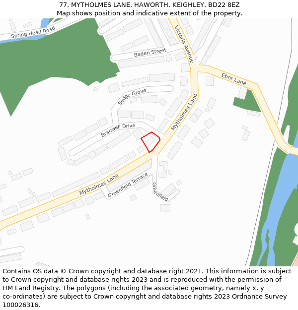 77, MYTHOLMES LANE, HAWORTH, KEIGHLEY, BD22 8EZ: Location map and indicative extent of plot