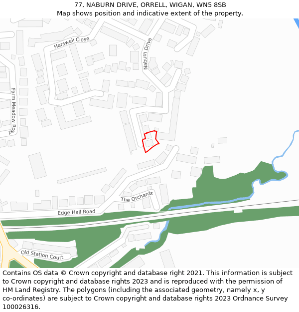 77, NABURN DRIVE, ORRELL, WIGAN, WN5 8SB: Location map and indicative extent of plot