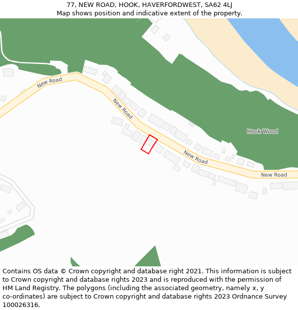 77, NEW ROAD, HOOK, HAVERFORDWEST, SA62 4LJ: Location map and indicative extent of plot