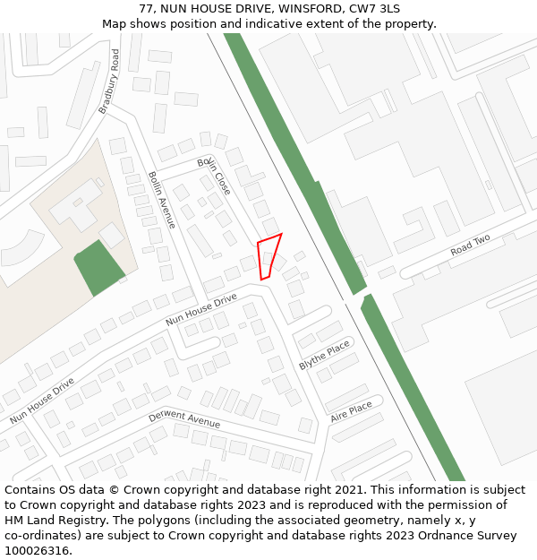 77, NUN HOUSE DRIVE, WINSFORD, CW7 3LS: Location map and indicative extent of plot