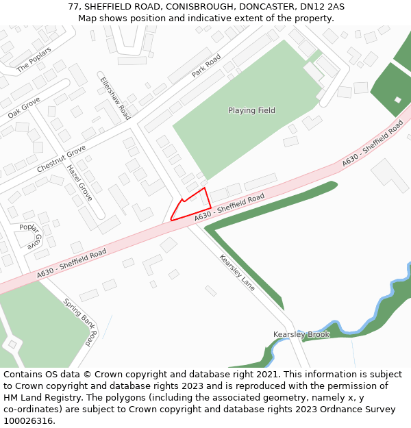 77, SHEFFIELD ROAD, CONISBROUGH, DONCASTER, DN12 2AS: Location map and indicative extent of plot