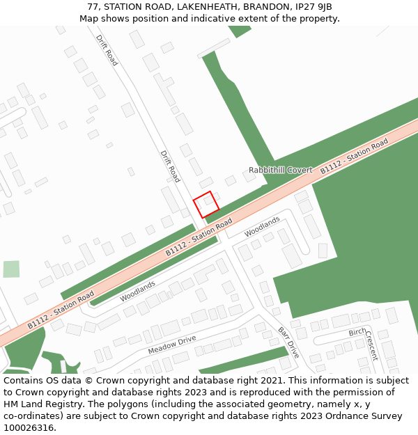 77, STATION ROAD, LAKENHEATH, BRANDON, IP27 9JB: Location map and indicative extent of plot