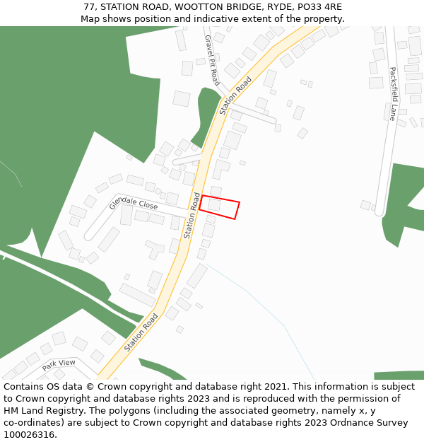 77, STATION ROAD, WOOTTON BRIDGE, RYDE, PO33 4RE: Location map and indicative extent of plot