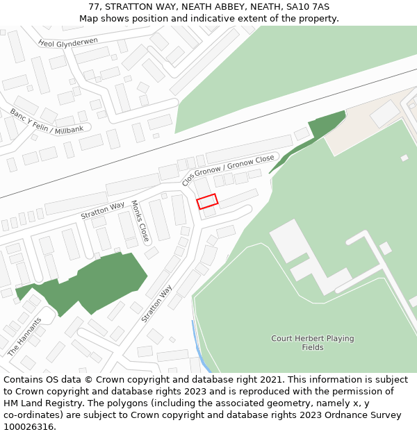 77, STRATTON WAY, NEATH ABBEY, NEATH, SA10 7AS: Location map and indicative extent of plot