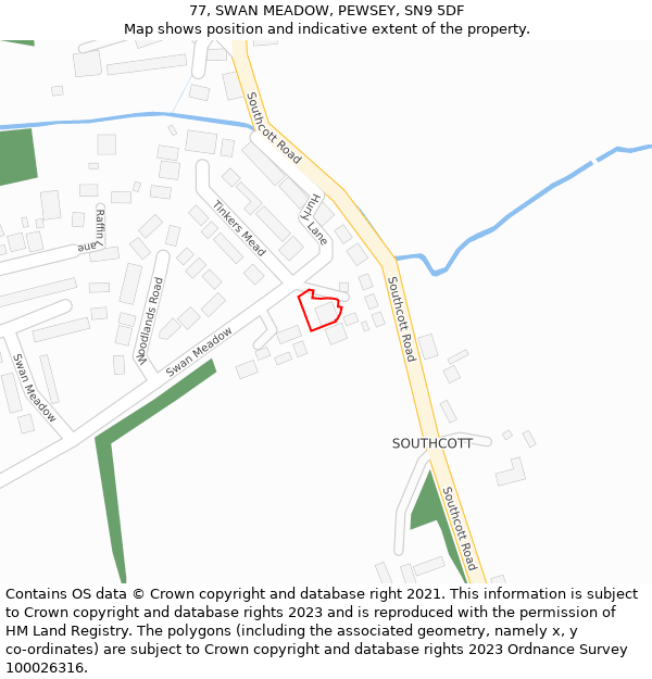 77, SWAN MEADOW, PEWSEY, SN9 5DF: Location map and indicative extent of plot