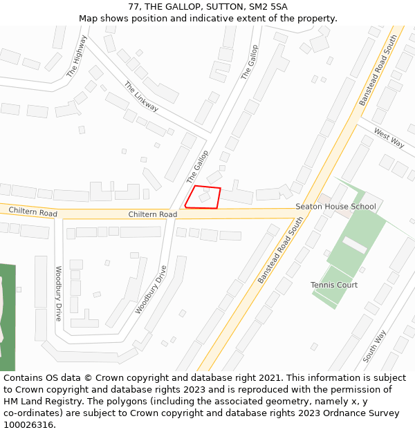 77, THE GALLOP, SUTTON, SM2 5SA: Location map and indicative extent of plot