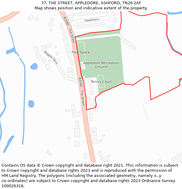 77, THE STREET, APPLEDORE, ASHFORD, TN26 2AF: Location map and indicative extent of plot