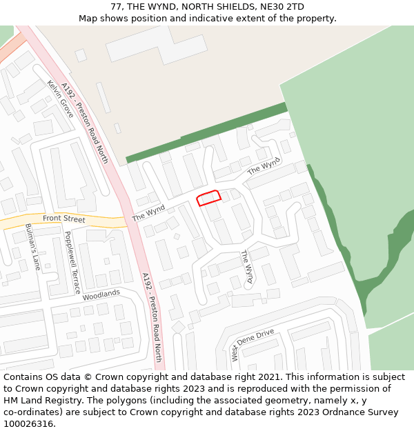 77, THE WYND, NORTH SHIELDS, NE30 2TD: Location map and indicative extent of plot