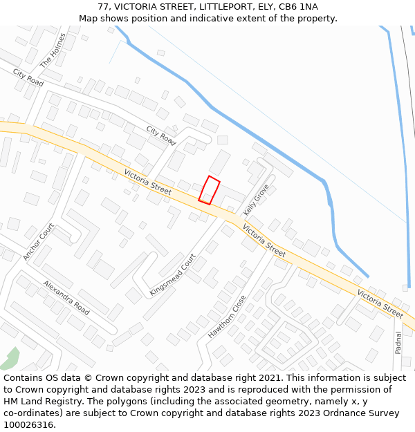 77, VICTORIA STREET, LITTLEPORT, ELY, CB6 1NA: Location map and indicative extent of plot