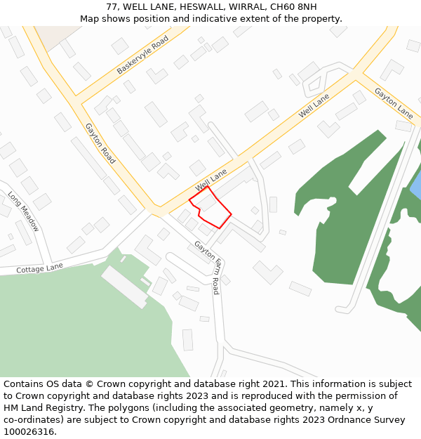 77, WELL LANE, HESWALL, WIRRAL, CH60 8NH: Location map and indicative extent of plot