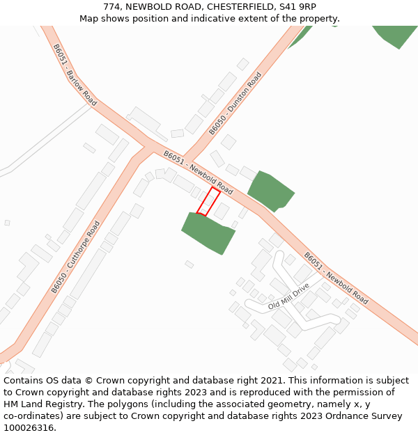 774, NEWBOLD ROAD, CHESTERFIELD, S41 9RP: Location map and indicative extent of plot