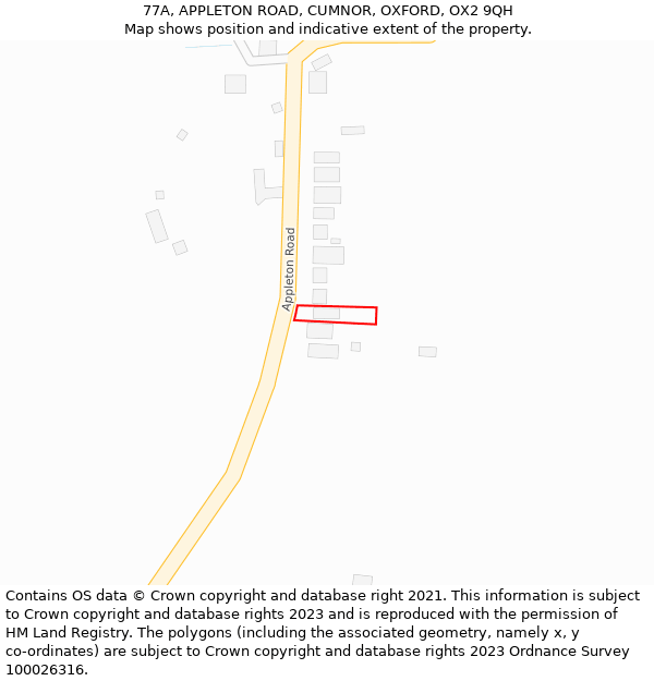 77A, APPLETON ROAD, CUMNOR, OXFORD, OX2 9QH: Location map and indicative extent of plot