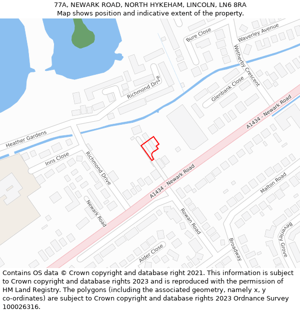 77A, NEWARK ROAD, NORTH HYKEHAM, LINCOLN, LN6 8RA: Location map and indicative extent of plot