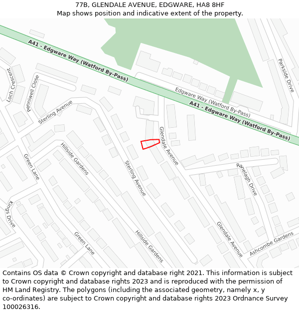 77B, GLENDALE AVENUE, EDGWARE, HA8 8HF: Location map and indicative extent of plot