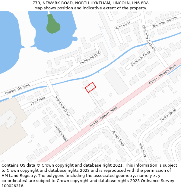 77B, NEWARK ROAD, NORTH HYKEHAM, LINCOLN, LN6 8RA: Location map and indicative extent of plot