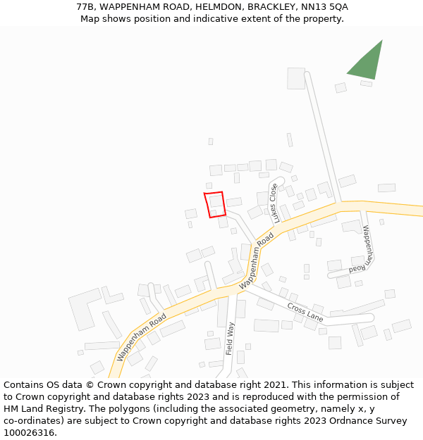 77B, WAPPENHAM ROAD, HELMDON, BRACKLEY, NN13 5QA: Location map and indicative extent of plot