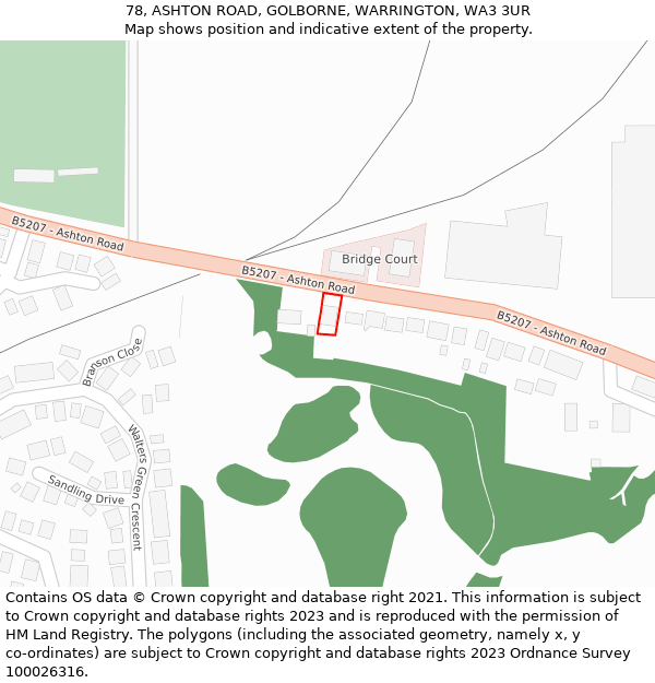 78, ASHTON ROAD, GOLBORNE, WARRINGTON, WA3 3UR: Location map and indicative extent of plot