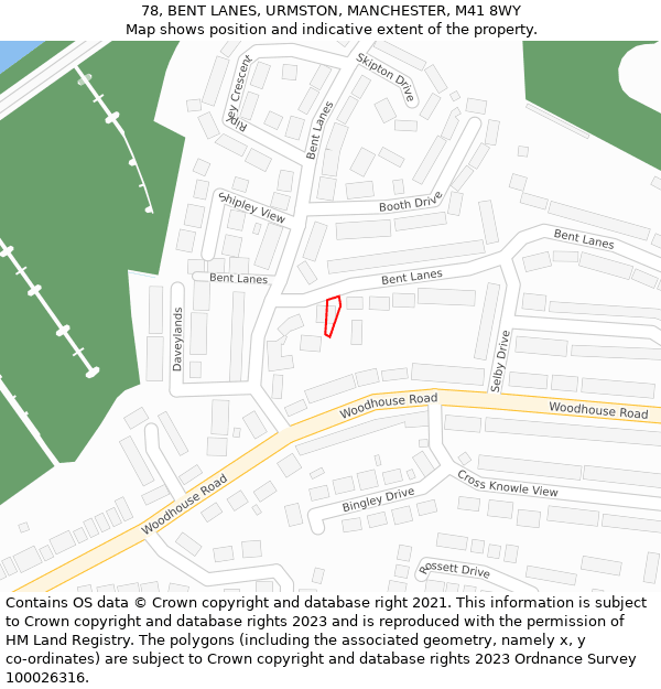 78, BENT LANES, URMSTON, MANCHESTER, M41 8WY: Location map and indicative extent of plot