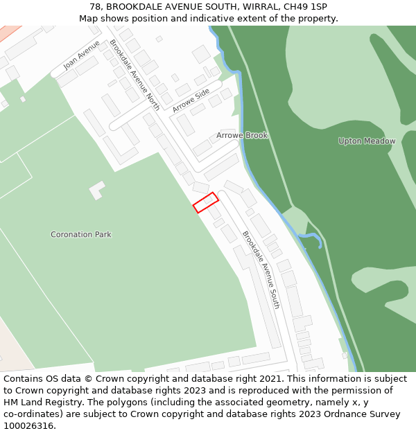 78, BROOKDALE AVENUE SOUTH, WIRRAL, CH49 1SP: Location map and indicative extent of plot