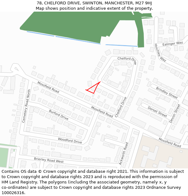 78, CHELFORD DRIVE, SWINTON, MANCHESTER, M27 9HJ: Location map and indicative extent of plot