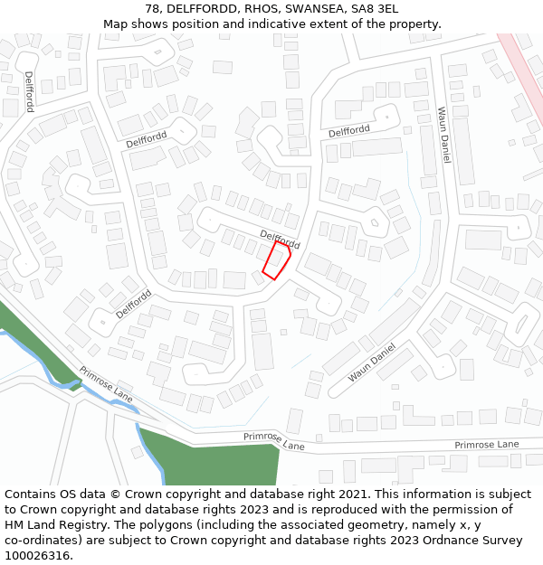 78, DELFFORDD, RHOS, SWANSEA, SA8 3EL: Location map and indicative extent of plot