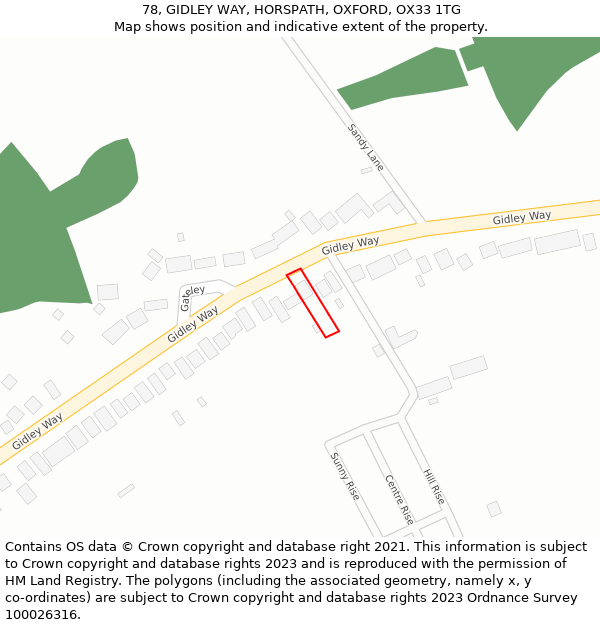 78, GIDLEY WAY, HORSPATH, OXFORD, OX33 1TG: Location map and indicative extent of plot