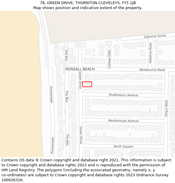 78, GREEN DRIVE, THORNTON-CLEVELEYS, FY5 1JB: Location map and indicative extent of plot