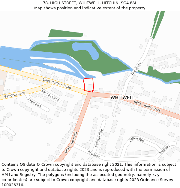 78, HIGH STREET, WHITWELL, HITCHIN, SG4 8AL: Location map and indicative extent of plot