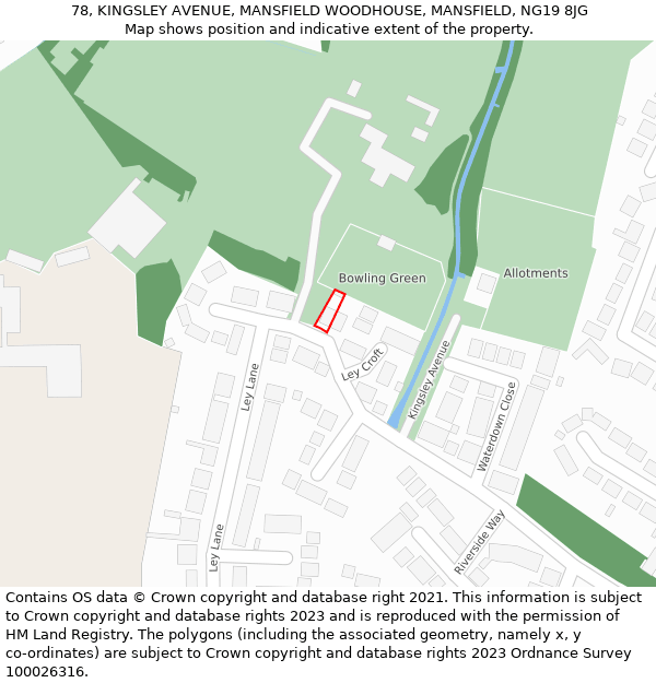 78, KINGSLEY AVENUE, MANSFIELD WOODHOUSE, MANSFIELD, NG19 8JG: Location map and indicative extent of plot