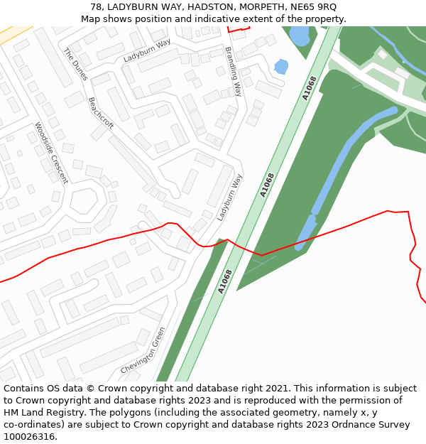 78, LADYBURN WAY, HADSTON, MORPETH, NE65 9RQ: Location map and indicative extent of plot