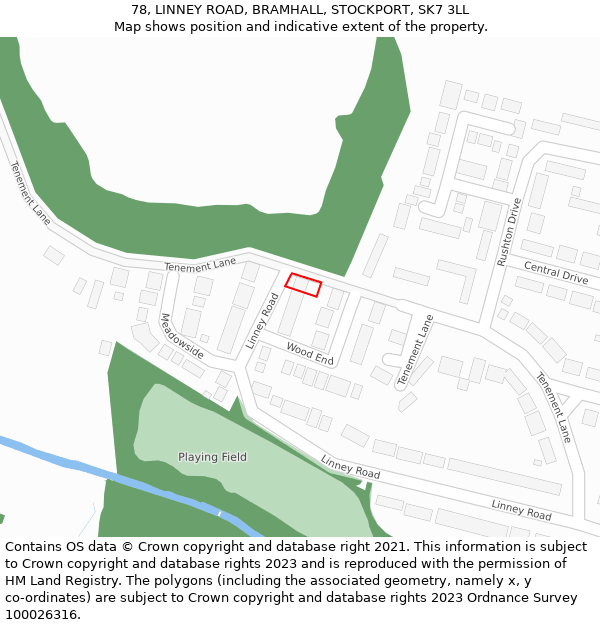 78, LINNEY ROAD, BRAMHALL, STOCKPORT, SK7 3LL: Location map and indicative extent of plot