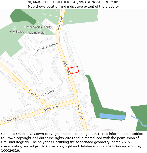 78, MAIN STREET, NETHERSEAL, SWADLINCOTE, DE12 8DB: Location map and indicative extent of plot