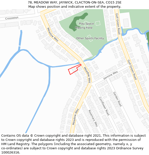 78, MEADOW WAY, JAYWICK, CLACTON-ON-SEA, CO15 2SE: Location map and indicative extent of plot