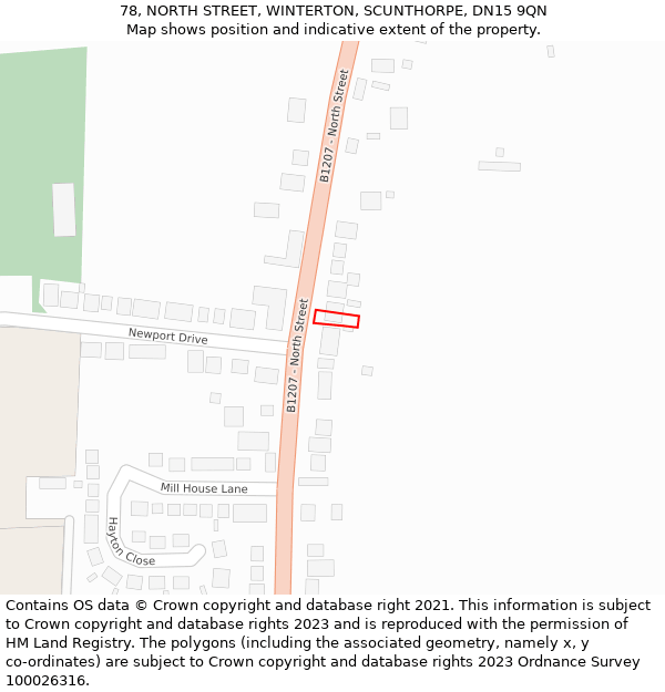 78, NORTH STREET, WINTERTON, SCUNTHORPE, DN15 9QN: Location map and indicative extent of plot