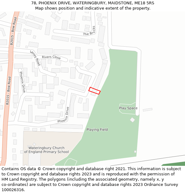 78, PHOENIX DRIVE, WATERINGBURY, MAIDSTONE, ME18 5RS: Location map and indicative extent of plot