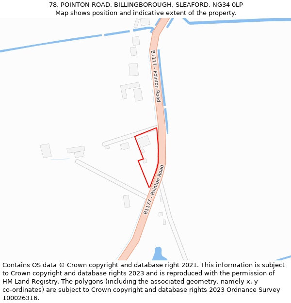 78, POINTON ROAD, BILLINGBOROUGH, SLEAFORD, NG34 0LP: Location map and indicative extent of plot