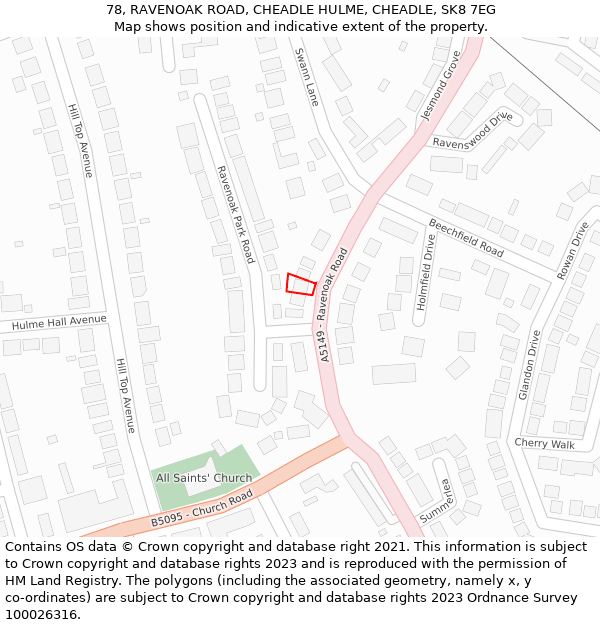 78, RAVENOAK ROAD, CHEADLE HULME, CHEADLE, SK8 7EG: Location map and indicative extent of plot