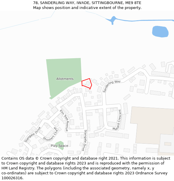78, SANDERLING WAY, IWADE, SITTINGBOURNE, ME9 8TE: Location map and indicative extent of plot