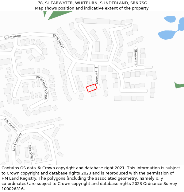 78, SHEARWATER, WHITBURN, SUNDERLAND, SR6 7SG: Location map and indicative extent of plot