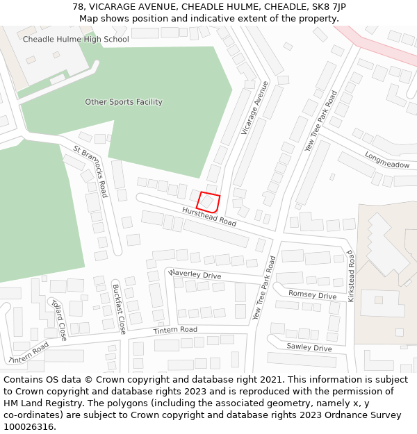 78, VICARAGE AVENUE, CHEADLE HULME, CHEADLE, SK8 7JP: Location map and indicative extent of plot