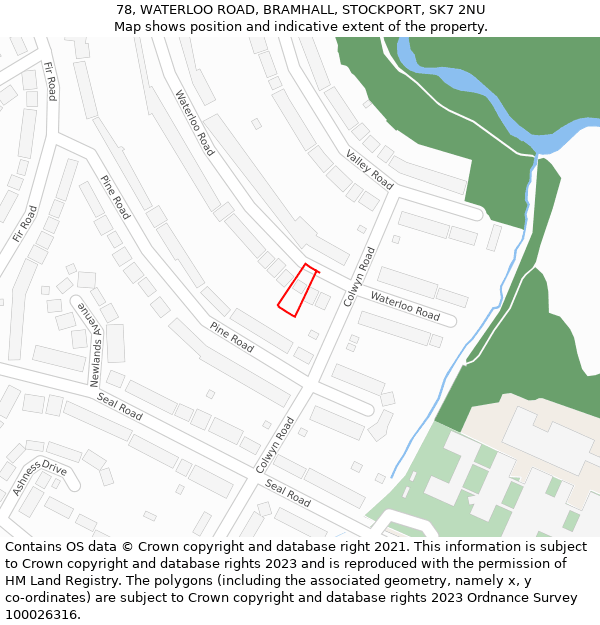 78, WATERLOO ROAD, BRAMHALL, STOCKPORT, SK7 2NU: Location map and indicative extent of plot