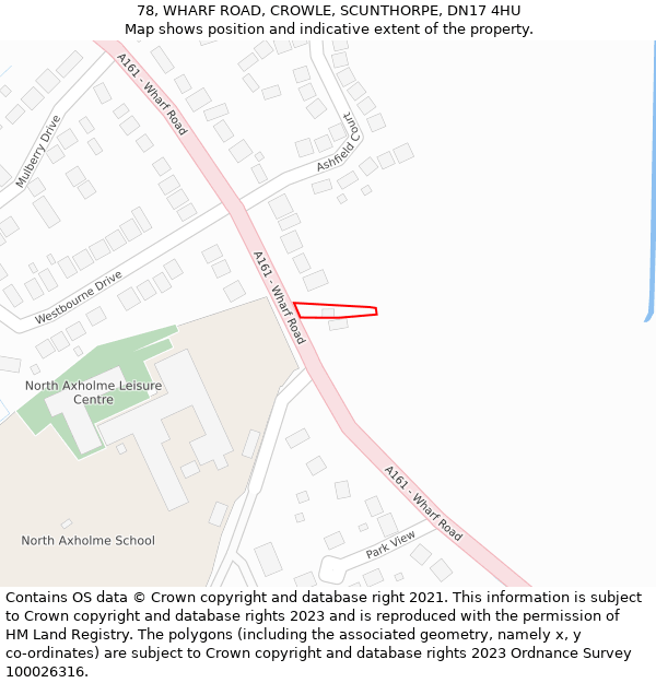 78, WHARF ROAD, CROWLE, SCUNTHORPE, DN17 4HU: Location map and indicative extent of plot